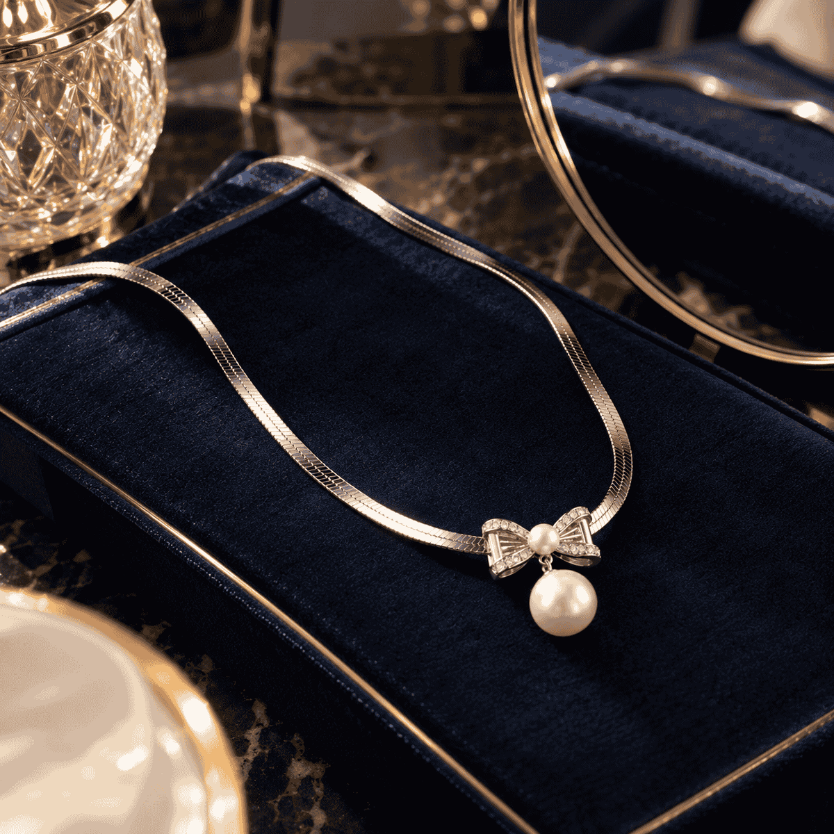 Pearl Bow Necklace