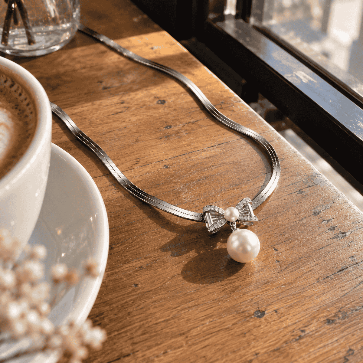 Pearl Bow Necklace