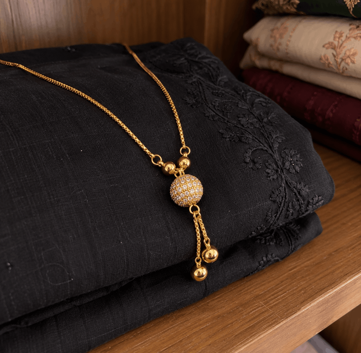 Golden Zircon Ball Necklace