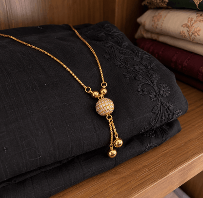 Golden Zircon Ball Necklace