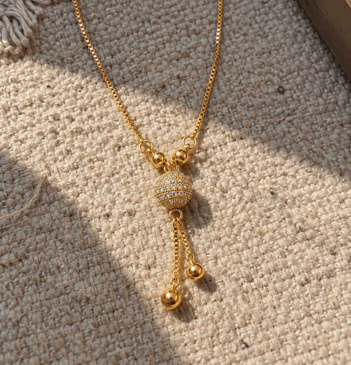 Golden Zircon Ball Necklace