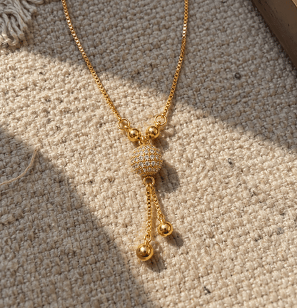 Golden Zircon Ball Necklace