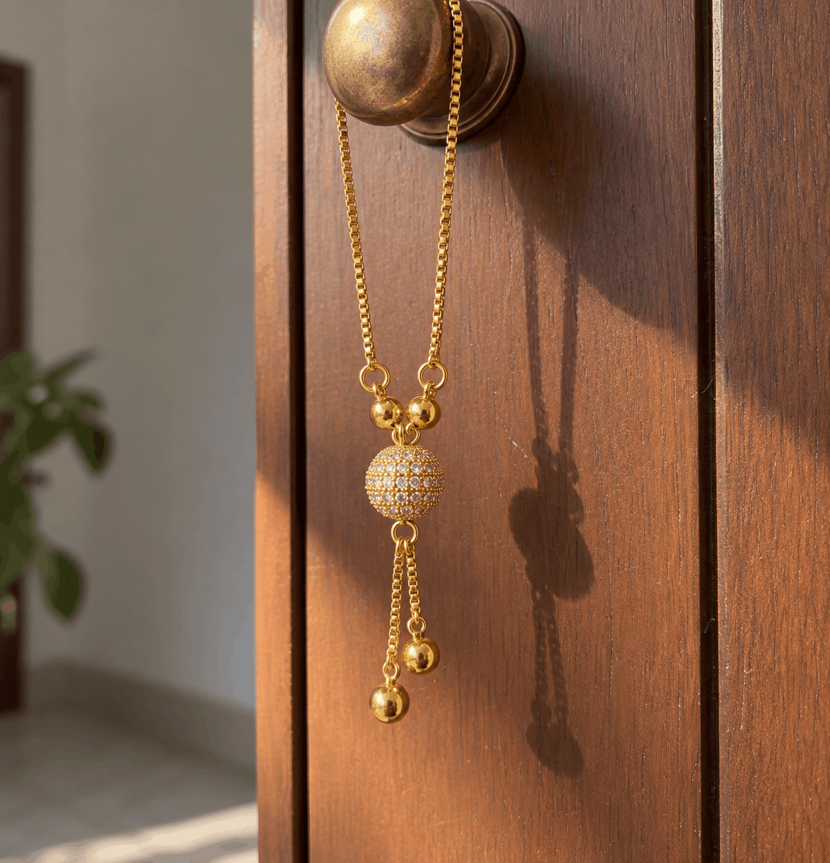 Golden Zircon Ball Necklace