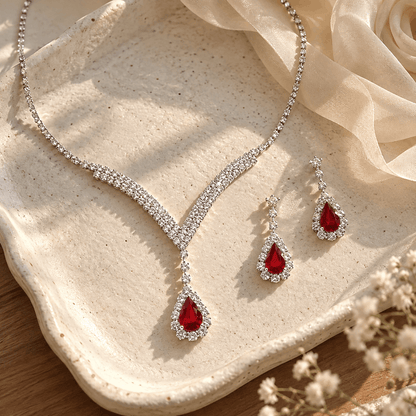 Water Drop Necklace & Earrings Set