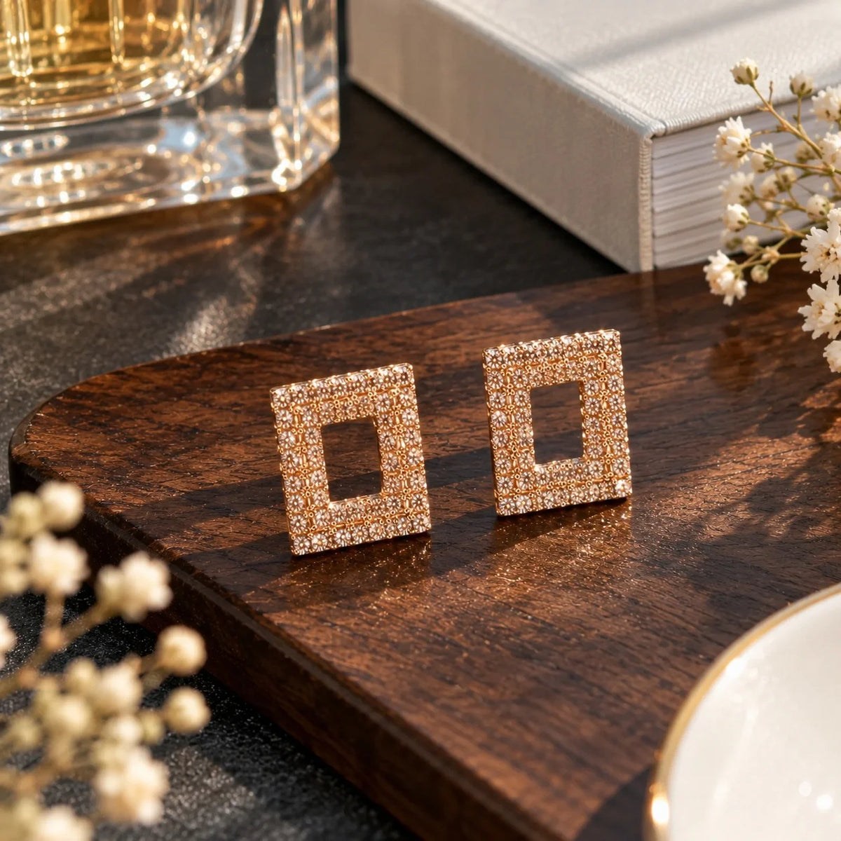 Golden Crystal Earrings | Adorva