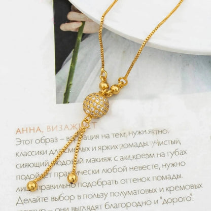 Golden Zircon Ball Necklace