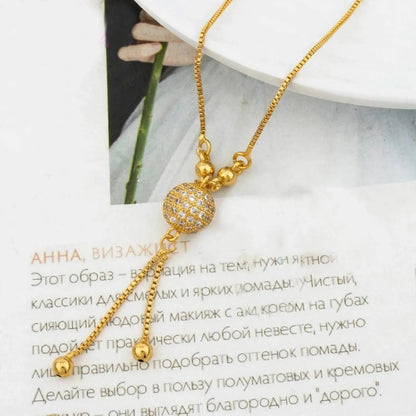 Golden Zircon Ball Necklace