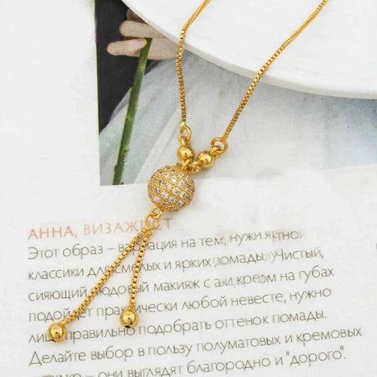 Golden Zircon Ball Necklace
