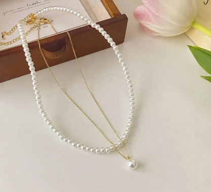 Double Pearl Layer Necklace