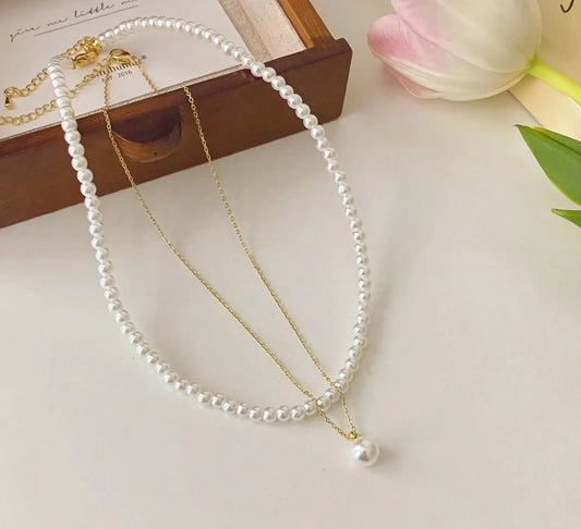 Double Pearl Layer Necklace
