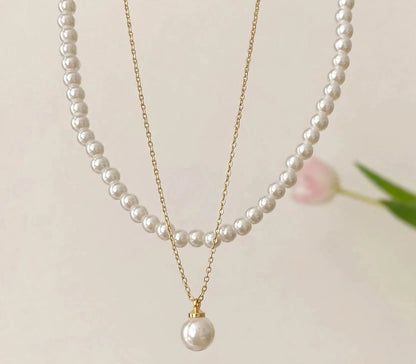 Double Pearl Layer Necklace