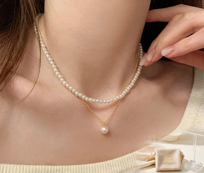Double Pearl Layer Necklace