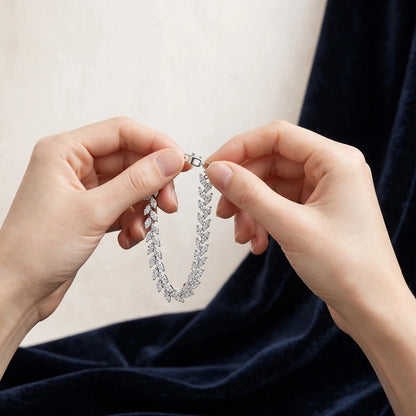 Silver Leaf Zircon Bracelet