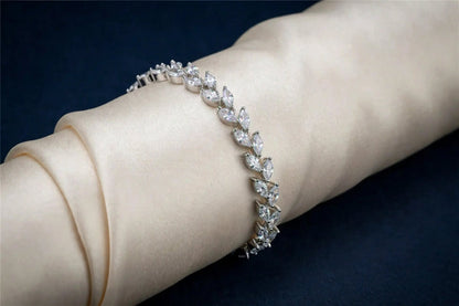 Silver Leaf Zircon Bracelet