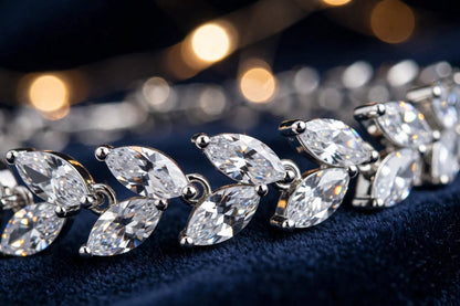 Silver Leaf Zircon Bracelet